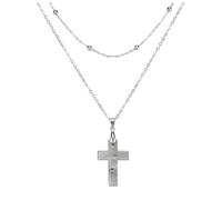 CrystalTears Labradorite Crystal Cross Necklace for Women Double Layered Beaded Necklace Gothic Healing Crystal Gemstone Cross Pendant Jewellery Gifts for Women Mum Birthday Christmas