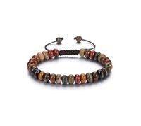 CrystalTears Men's Beaded Bracelet for Men, Picasso Jasper Stone Healing Crystal Gemstone Beads Bracelet, Adjustable Braided Crystal Bracelets Jewellery Gifts for Men Women Christmas