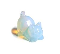 CrystalTears Opalite Crystal Cat Figurine, Carved Healing Crystals Gemstones Cute Cat Animal Statue Ornament for Home Desk Decor, Good Luck Cats Gifts for Women Men Christmas 1.6”