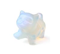 CrystalTears Opalite Crystal Cat Figurine Ornament for Home Office Decor, Cute Mini Lucky Crystal Cat Gifts for Women Men Cats Lover Christmas, Carve Healing Gemstone Cats Statue