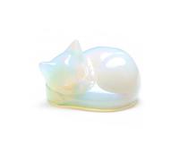 CrystalTears Opalite Crystal Cat Figurine Ornament Healing Crystals Gemstone Animal Sleeping Cat Statue for Home Office Desk Decor Good Luck Cute Cats Gifts for Cats Lovers Women Christmas
