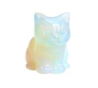CrystalTears Opalite Healing Crystal Cat Figurine - Carved Gemstone Cute Stone Cat Statue Ornament for Home Office Desk Decor, Lucky Cats Gifts for Women Men Christmas, 1.5”