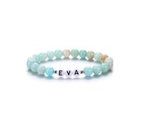 CrystalTears Personalised Name Bracelet for Women Men 8mm Amazonite Healing Crystal Gemstone Beaded Bracelet Custom Gifts for Friends Families Mum Couples Birthday Valentine’s Day
