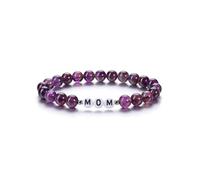 CrystalTears Personalised Name Bracelet for Women Men 8mm Amethyst Healing Crystal Gemstone Beaded Bracelet Custom Gifts for Friends Families Mum Couples Birthday Valentine’s Day