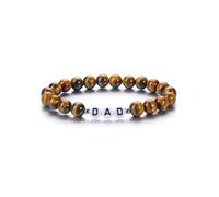 CrystalTears Personalised Name Bracelet for Women Men 8mm Tiger Eye Healing Crystal Gemstone Beaded Bracelet Custom Gifts for Friends Families Mum Couples Birthday Valentine’s Day