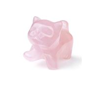 CrystalTears Rose Quartz Crystal Cat Figurine Ornament for Home Office Decor, Cute Mini Lucky Pink Crystal Cat Gifts for Women Men Cats Lover Christmas, Carve Healing Gemstone Cats Statue