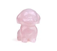 CrystalTears Rose Quartz Crystal Dog Figurine Ornament Carved Healing Gemstone Dogs Puppy Ornament Statue for Home Office Desk Decor, Good Luck Crystal Dog Gifts for Women Men Dog Lover Christmas