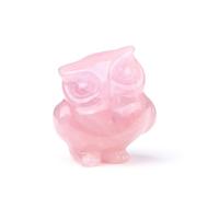 CrystalTears Rose Quartz Crystal Owl Figurine - Mini 1.57" Carved Stone Owl Statue, Pink Cute Gemstone Owl For Home Desk Decor - Spiritual Crystal Gift for Women Men Christmas Birthday Present
