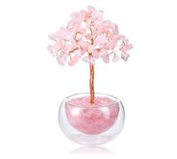 CrystalTears Rose Quartz Crystal Tree Gifts for Women Mum, Pink Healing Crystals Gemstone Tree Life for Home Office Decor, Positive Energy Crystal Gifts for Birthday Christmas Housewarming Gift