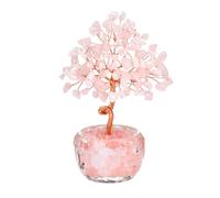 CrystalTears Rose Quartz Crystal Tree Healing Crystal Tree Life for Home Office Living Room Decor Handmade Pink Gemstone Money Trees for Money Positive Energy Good Luck Gifts for Women Birthday