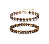 CrystalTears Tiger Eye Crystal Bracelets for Women, 6mm Crystals and Healing Stones Beaded Heart Bracelet Womens Spiritual Crystal Bracelets Valentines Gift For Her Girlfriend Women Mum
