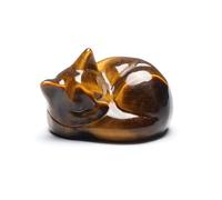 CrystalTears Tiger Eye Crystal Cat Figurine, Carved Healing Gemstone Stone Sleeping Cat Statue Ornament for Home Office Desk Decor Pink Cute Lucky Crystal Cats Gifts for Women Men Christmas 1.6”