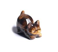CrystalTears Tiger Eye Crystal Cat Figurine Ornament for Cat Lovers Cute Cats Gifts for Women Healing Crystals Gemstone Cats Statue for Home Office Desk Decor, Good Luck Crystal Gift for Christmas