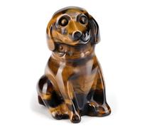 CrystalTears Tiger Eye Crystal Dog Figurine Gifts for Women Dog Lovers Men, 1.5” Healing Gemstone Dogs Puppy Statue Ornament for Home Office Desk Decor Cute Mini Lucky Crystals Dog Gifts for Christmas