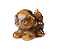 CrystalTears Tiger Eye Crystal Dog Figurine Ornament for Home Office Decor, Cute Mini Lucky Crystal Dogs Gifts for Women Men Dog Lover Christmas, Healing Gemstone Puppy Statue Reiki Meditation