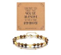 CrystalTears Tiger Eye Crystal Heart Bracelet for Women Girls, Gold Layered Healing Stone Beaded Bracelets Jewellery Gifts for Women Mum Teen Girls Best Friends Birthday Christmas
