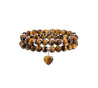 CrystalTears Tiger Eye Crystal Heart Bracelets for Women, 8mm Healing Crystal Gemstone Beaded Bracelets Womens Stone Jewellry Gifts for Women Mum Girlfriend Her Birthday Christmas