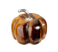 CrystalTears Tiger Eye Crystal Pumpkin Figurine Mini Carved Gemstone Pumpkin Decorative Ornament Statue for Fall Harvest Thanksgiving Halloween Tabletop Home Decor Pumpkins Paperweight Gifts 1.2”