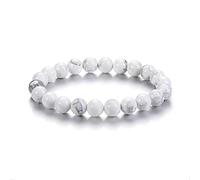 CrystalTears White Howlite Bracelet for Men Women 8mm Healing Crystal Gemstone Beaded Stretch Bracelets Natural Stone Jewellery Birthday Valentines Christmas Gifts for Him Her Girls Women Men