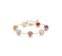 CrystalTears Womens Crystal Beaded Bracelet, Gold Plated Healing Crystals Gemstone Planet Bracelets for Women, Spiritual Crystal Stone Bracelet Jewellery Gifts for Women Ladies Her Birthday
