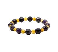 crystamiracle Amethyst & Yellow Quartz Beaded Stretch String Healing Fashion Accessory Men Women Gift Wellness
