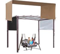 Crysterris Replacement Canopies for Gazebos, Replacement Pergola Canopy Waterproof with Sides,Sun Shade Canopy Protection Cover for Outdoor Garden Terrace Porch(Size:5.2 * 2m,Color:Black)