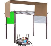 Crysterris Replacement Canopies for Gazebos, Replacement Pergola Canopy Waterproof with Sides,Sun Shade Canopy Protection Cover for Outdoor Garden Terrace Porch(Size:5.2 * 2m,Color:Green)