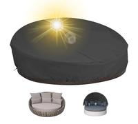 Crysterris Round Rattan Daybed Cover, Round Sofa Bed Islands Covers Protection Waterproof for Garden With Drawstring, Outdoor Wickers Sun Lounger Daybed Protective Cover (Size:190 * 83cm,Color:Black)