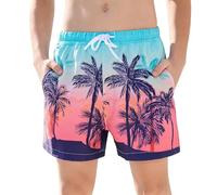 CrystErzoix Boys Swimming Shorts with Mesh Lining Swimming Trunks Qick Dry Swim Board Shorts Kids Summer Beach Swimwear, Coconut Tree A 5-6Y