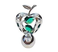 Crystocraft Apple Crystal Ornament With Swarovski Elements Gift Boxed Green Crystals Silver Chrome Plated Fruit Perfect Keepsake Collectors Gift Figurine