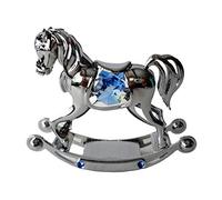 Crystocraft Baby Boy Blue Rocking Horse Crystal Ornament With Swarovski Elements Gift Boxed Blue Crystals Silver Chrome Plated Child Christening Perfect Keepsake Collectors Gift Figurine