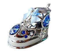 Crystocraft Baby Boy Shoe Blue Bootie Crystal Ornament With Swarovski Elements Gift Boxed Blue Crystals Silver Chrome Plated Child Christening Perfect Keepsake Collectors Gift Figurine
