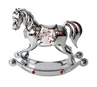 Crystocraft Baby Girl Pink Rocking Horse Crystal Ornament With Bohemian Crystals Gift Boxed Pink Crystals Silver Chrome Plated Child Christening Perfect Keepsake Collectors Gift Figurine