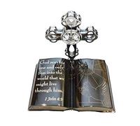 Crystocraft Bible Crystal Ornament With Swarovski Elements Gift Boxed Clear Crystals Silver Chrome Plated Perfect Keepsake Collectors Gift Religious Figurine