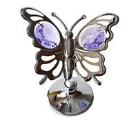 crystocraft Butterfly Crystal Ornament With Swarovski Elements Gift Boxed Purple Crystals Silver Chrome Plated Perfect Keepsake Collectors Gift