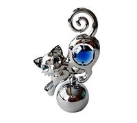 Crystocraft Cat Crystal Pet Ornament With Swarovski Elements Gift Boxed Blue Crystals Silver Chrome Plated Perfect Keepsake Collectors Gift Figurine Home Decor Present