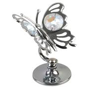 Crystocraft Chrome Plated Butterfly Ornament With Crystal