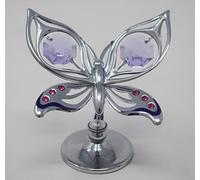 Crystocraft Chrome Plated Orchid Butterfly With Swarovski Crystal Elements Gift Ornament