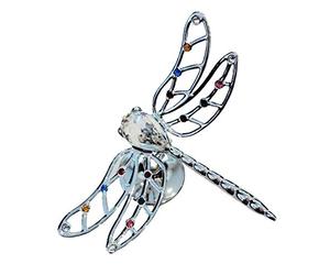 crystocraft Dragonfly Crystal Ornament With Swarovski Elements Gift Boxed Multicolored Crystals Silver Chrome Plated Nature Dragon Fly Perfect Keepsake Collectors Gift Figurine