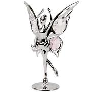 Crystocraft Fairy Crystal Ornament With Swarovski Elements Gift Boxed Pink Crystals Silver Chrome Plated Fairy Tale Magical Enchanted Land Perfect Keepsake Collectors Gift Figurine