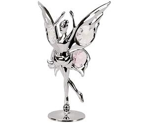 crystocraft Fairy Crystal Ornament With Swarovski Elements Gift Boxed Pink Crystals Silver Chrome Plated Fairy Tale Magical Enchanted Land Perfect Keepsake Collectors Gift Figurine