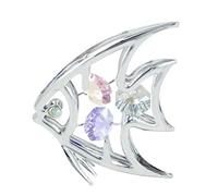 Crystocraft Fish Crystal Ornament With Swarovski Elements Gift Boxed Multicoloured Crystals Silver Chrome Plated Nautical Ocean Creature Perfect Keepsake Collectors Gift Figurine