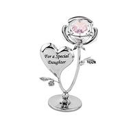 Crystocraft For a Special Daughter Rose Crystal Ornament with Swarovski Elements with Pink Crystal, Gift Boxed, Chrome Plated, Perfect Keepsake Figurine Gift, Celebration Rose, Special Occasions Rose