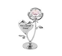 Crystocraft For a Special Friend Rose Crystal Ornament with Swarovski Elements with Pink Crystal, Gift Boxed, Chrome Plated, Perfect Keepsake Figurine Gift, Celebration Rose, Special Occasions Rose