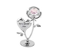 Crystocraft For a Special Nan Rose Crystal Ornament with Swarovski Elements with Pink Crystal, Gift Boxed, Chrome Plated, Perfect Keepsake Figurine Gift, Celebration Rose, Special Occasions Rose