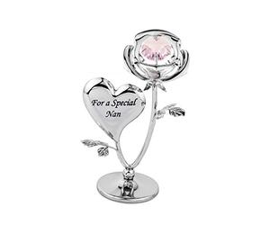 crystocraft For a Special Nan Rose Crystal Ornament with Swarovski Elements with Pink Crystal, Gift Boxed, Chrome Plated, Perfect Keepsake Figurine Gift, Celebration Rose, Special Occasions Rose