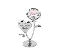 crystocraft For a Special Teacher Rose Crystal Ornament with Swarovski Elements with Pink Crystal Gift Boxed Chrome Plated Perfect Keepsake Figurine Gift Celebrations Special Occasions