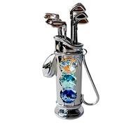 Crystocraft Golfbag Caddy Ornament With Swarovski Elements Gift Boxed Purple Green Aurora Borealis Crystals Chrome Plated Perfect Keepsake Collectors Gift Figurine Present