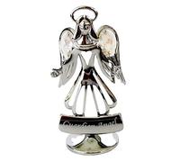 Crystocraft Guardian Angel With Plaque Crystal Ornament With Swarovski Elements Gift Boxed Aurora Borealis Crystals Silver Chrome Plated Perfect Keepsake Collectors Gift Religious Figurine