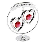 Crystocraft Happy 40th Ruby Wedding Anniversary Silver Ring Special Occasion Gift Idea SP249 by CRYSTOCRAFT